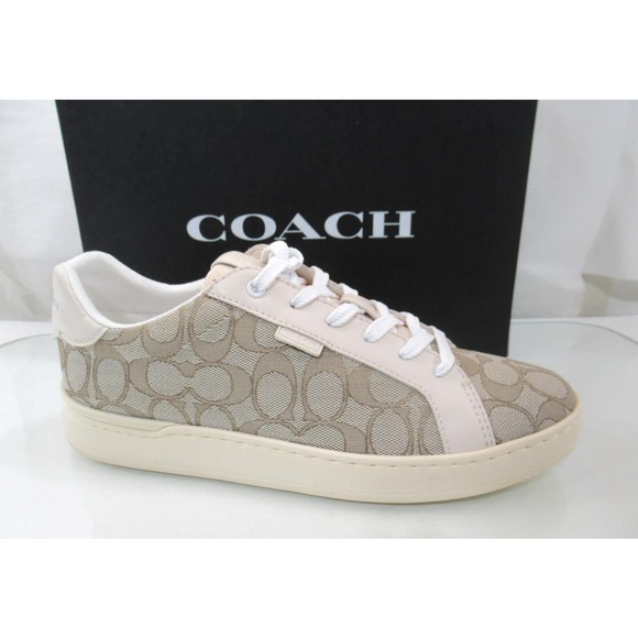 Women's Coach Lowline Jacquard Low Top Lace Up Sneakers Stone / Chalk Size 8.5 - Picture 1 of 8